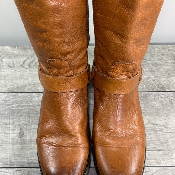 Frye #76849 Women's Phillip Harness Tall Back Zip Leather Riding Boots Size 7 - Picture 5 of 10